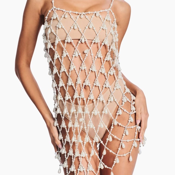 Elegant Beaded Overlay Dress - Picture 2 of 5